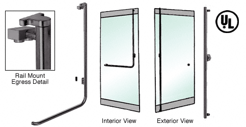 C.R. Laurence CRL Oil Rubbed Bronze Right Hand Reverse Swing Rail Mount Keyed Access &quot;F&quot; Exterior Top Securing Electronic Egress Control Handle | EG100F3RK0RB
