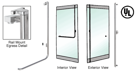 C.R. Laurence CRL Brushed Stainless Right Hand Reverse Swing Rail Mount Keyed Access &quot;F&quot; Exterior Top Securing Electronic Egress Control Handle | EG100F3RKBS