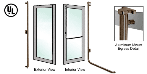 C.R. Laurence CRL Oil Rubbed Bronze Left Hand Reverse Swing Aluminum Door Mount Keyed Access &quot;F&quot; Exterior Top Securing Electronic Egress Control Handle | EG100F4AK0RB