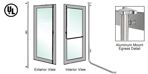 C.R. Laurence CRL Brushed Stainless Left Hand Reverse Swing Aluminum Door Mount Keyed Access &quot;F&quot; Exterior Top Securing Electronic Egress Control Handle | EG100F4AKBS