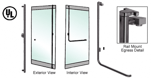 C.R. Laurence CRL Oil Rubbed Bronze Left Hand Reverse Swing Rail Mount Keyed Access &quot;F&quot; Exterior Top Securing Electronic Egress Control Handle | EG100F4RK0RB