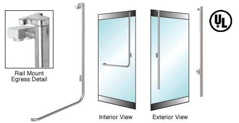 C.R. Laurence CRL Polished Stainless Right Hand Reverse Rail Mount Keyed Access &quot;LS&quot; Exterior Top Securing Electronic Egress Control Handle | EG100LS3RKPS