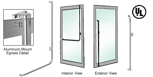 C.R. Laurence CRL Brushed Stainless Right Hand Reverse Swing Aluminum Door Mount Keyed Access &quot;M&quot; Exterior Top Securing Electronic Egress Control Handle | EG100M3AKBS