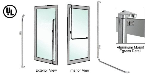 C.R. Laurence CRL Brushed Stainless Left Hand Reverse Swing Aluminum Door Mount Keyed Access &quot;M&quot; Exterior Top Securing Electronic Egress Control Handle | EG100M4AKBS