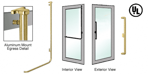 C.R. Laurence CRL Polished Brass Right Hand Reverse Swing Aluminum Door Mount No Cylinder &quot;X&quot; Exterior Top Securing Electronic Egress Control Handle | EG100X3APPB