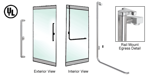 C.R. Laurence CRL Brushed Stainless Left Hand Reverse Swing Rail Mount Keyed Access &quot;X&quot; Exterior Top Securing Electronic Egress Control Handle | EG100X4RKBS