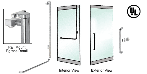 C.R. Laurence CRL Polished Stainless Right Hand Reverse Swing Rail Mount Keyed Access &quot;Y&quot; Exterior Top Securing Electronic Egress Control Handle | EG100Y3RKPS