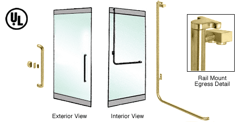 C.R. Laurence CRL Polished Brass Left Hand Reverse Swing Rail Mount Keyed Access &quot;Y&quot; Exterior Top Securing Electronic Egress Control Handle | EG100Y4RKPB