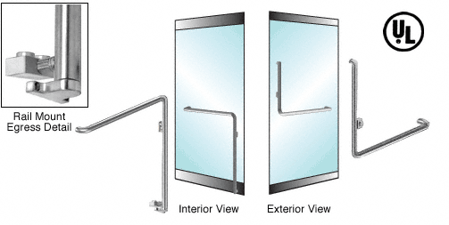 C.R. Laurence CRL Polished Stainless Right Hand Reverse Swing Rail Mount Keyed Access &quot;B&quot; Exterior Bottom Securing Electronic Egress Control Handle | EG110B3RKPS