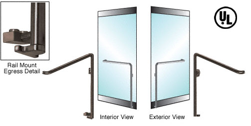 C.R. Laurence CRL Oil Rubbed Bronze Right Hand Reverse Swing Rail Mount Keyed Access &quot;C&quot; Exterior Bottom Securing Electronic Egress Control Handle | EG110C3RK0RB