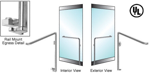 C.R. Laurence CRL Brushed Stainless Right Hand Reverse Swing Rail Mount Keyed Access &quot;C&quot; Exterior Bottom Securing Electronic Egress Control Handle | EG110C3RKBS