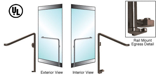 C.R. Laurence CRL Oil Rubbed Bronze Left Hand Reverse Swing Rail Mount Keyed Access &quot;C&quot; Exterior Bottom Securing Electronic Egress Control Handle | EG110C4RK0RB