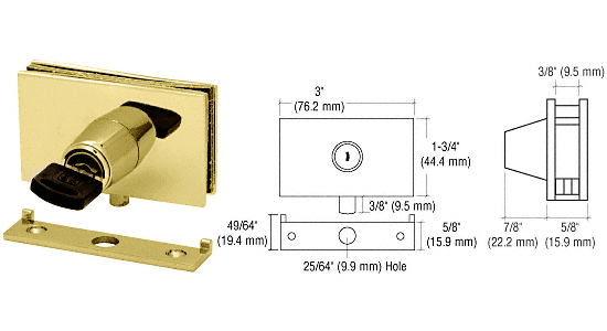 C.R. Laurence CRL Brass Square Plunger Lock With Strike - Keyed Alike  | EH100KA
