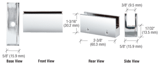 CRL Chrome Face Plate Glass Clamp for 1/4&quot; to 5/16&quot; Glass  | EH10