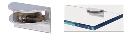 C.R. Laurence CRL Chrome Finish Solid Brass Rounded Glass Shelf Clamp with Support Leg | EH124