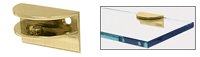 C.R. Laurence CRL Brass Finish Solid Brass Rounded Glass Shelf Clamp with Support Leg | EH126
