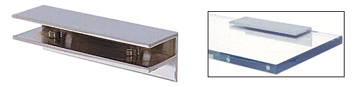 C.R. Laurence CRL Chrome Finish Solid Brass Rectangular Glass Shelf Clamp with Support Leg | EH128