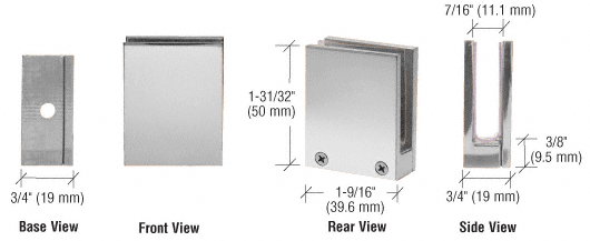 CRL Chrome Face Plate Glass Clamp for 1/4&quot; to 3/8&quot; Glass  | EH12