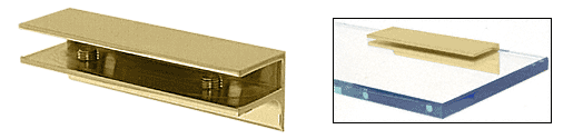 C.R. Laurence CRL Brass Finish Solid Brass Rectangular Glass Shelf Clamp with Support Leg | EH130