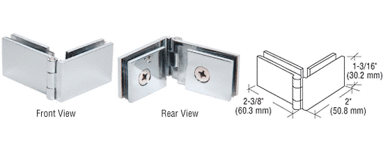 C.R. Laurence CRL Chrome 90&amp;#176; Glass-to-Glass Showcase Hinge  | EH136