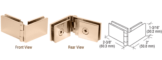 C.R. Laurence CRL Brass 90&amp;#176; Glass-to-Glass Showcase Hinge | EH138