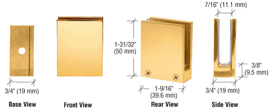 CRL Brass Face Plate Glass Clamp for 1/4&quot; to 3/8&quot; Glass  | EH14