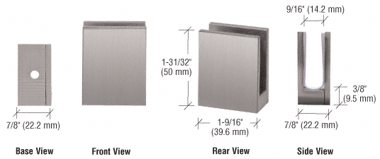 CRL Brushed Nickel Face Plate Glass Clamp for 3/8&quot; to 1/2&quot; Glass  | EH15