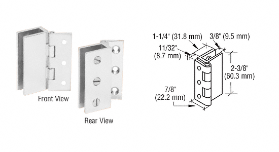 C.R. Laurence CRL Chrome Finish Large Wall Mount Set Screw Hinge - Package | EH168