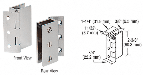 C.R. Laurence CRL Brushed Nickel Large Wall Mount Set Screw Hinge | EH169