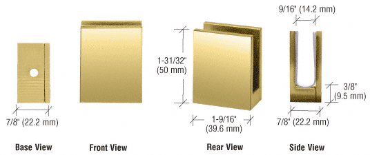 CRL Brass Face Plate Glass Clamp for 3/8&quot; to 1/2&quot; Glass  | EH17