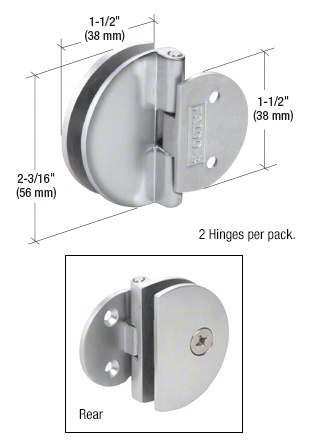 CRL Chrome Half Round Light Duty Frameless Shower Door and Cabinet Hinge - Package | EH184