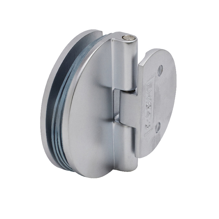 CRL Satin Chrome Half Round Light Duty Frameless Shower Door and Cabinet Hinge - Package | EH185