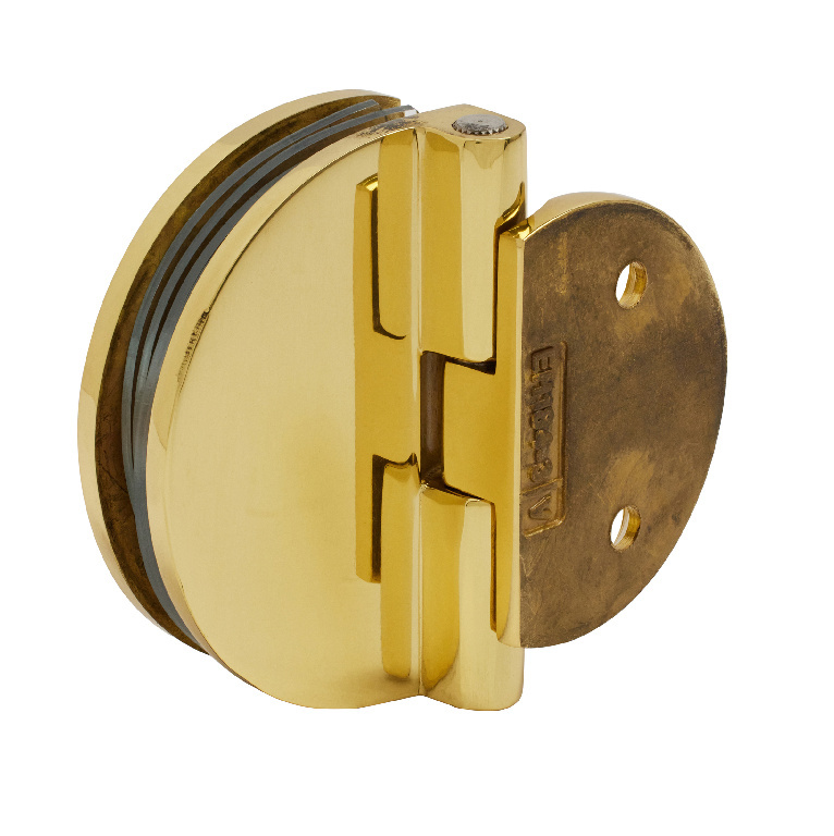 CRL Brass Half Round Light Duty Frameless Shower Door and Cabinet Hinge - Package | EH186