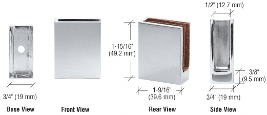 CRL Chrome Fixed Plate Corner Clamp for 1/4&quot; to 3/8&quot; Glass | EH18