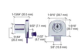 C.R. Laurence CRL Chrome Single Glass Door Lock | EH206