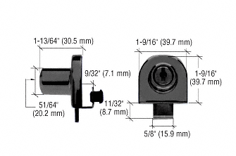 C.R. Laurence CRL Black Chrome Single Glass Door Lock | EH208