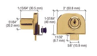 C.R. Laurence CRL Brass Double Glass Door Lock | EH216