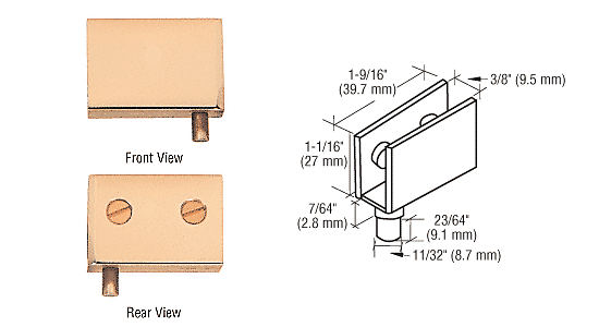 C.R. Laurence CRL Brass Finish Glass Door Pivot Hinges - Package | EH226