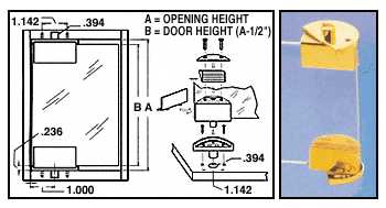 C.R. Laurence CRL Brass Finish Showcase Pivot Hinges for 3/16&quot; Glass - Package | EH234