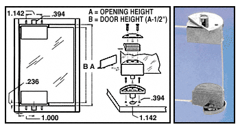 C.R. Laurence CRL Chrome Finish Showcase Pivot Hinges for 1/4&quot; Glass - Package | EH236