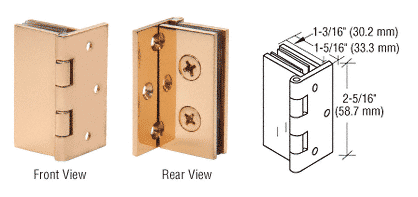 C.R. Laurence CRL Brass Finish Double Wall-to-Glass Hinges - Package | EH244