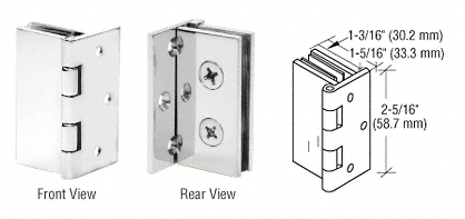 C.R. Laurence CRL Chrome Finish Double Wall-to-Glass Hinges - Package | EH246