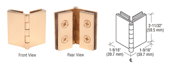 C.R. Laurence CRL Brass Finish Double Glass to Glass 90 Degree Return Hinge - Package | EH252