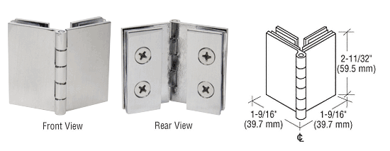 C.R. Laurence CRL Brushed Nickel Double Glass-to-Glass 90 Degree Return Hinge | EH253