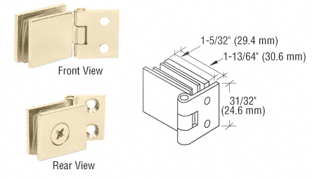 C.R. Laurence CRL Brass Finish Single Wall-to-Glass Hinges - Package | EH260