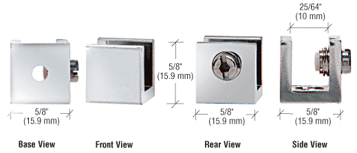 CRL Chrome Small Set Screw Glass Shelf Clamp for 1/4&quot; to 5/16&quot; Glass - Package of 10 | EH26