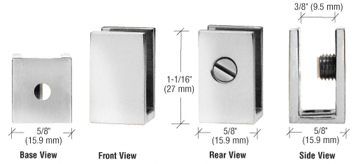 CRL Chrome Medium Set Screw Glass Shelf Clamp for 1/4&quot; to 5/16&quot; Glass  | EH30