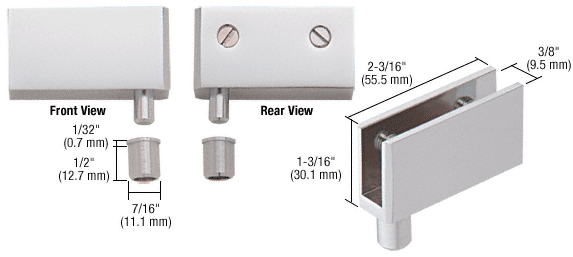 C.R. Laurence CRL Satin Chrome  Wide Glass Door Pivot Hinge - Package | EH328