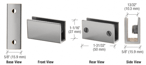 CRL Brushed Nickel Long Set Screw Glass Shelf Clamp for 1/4&quot; to 5/16&quot; Glass  | EH39