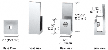 CRL Chrome &quot;J&quot; Set Screw Glass Shelf Clamp for 1/4&quot; to 5/16&quot; Glass  | EH42